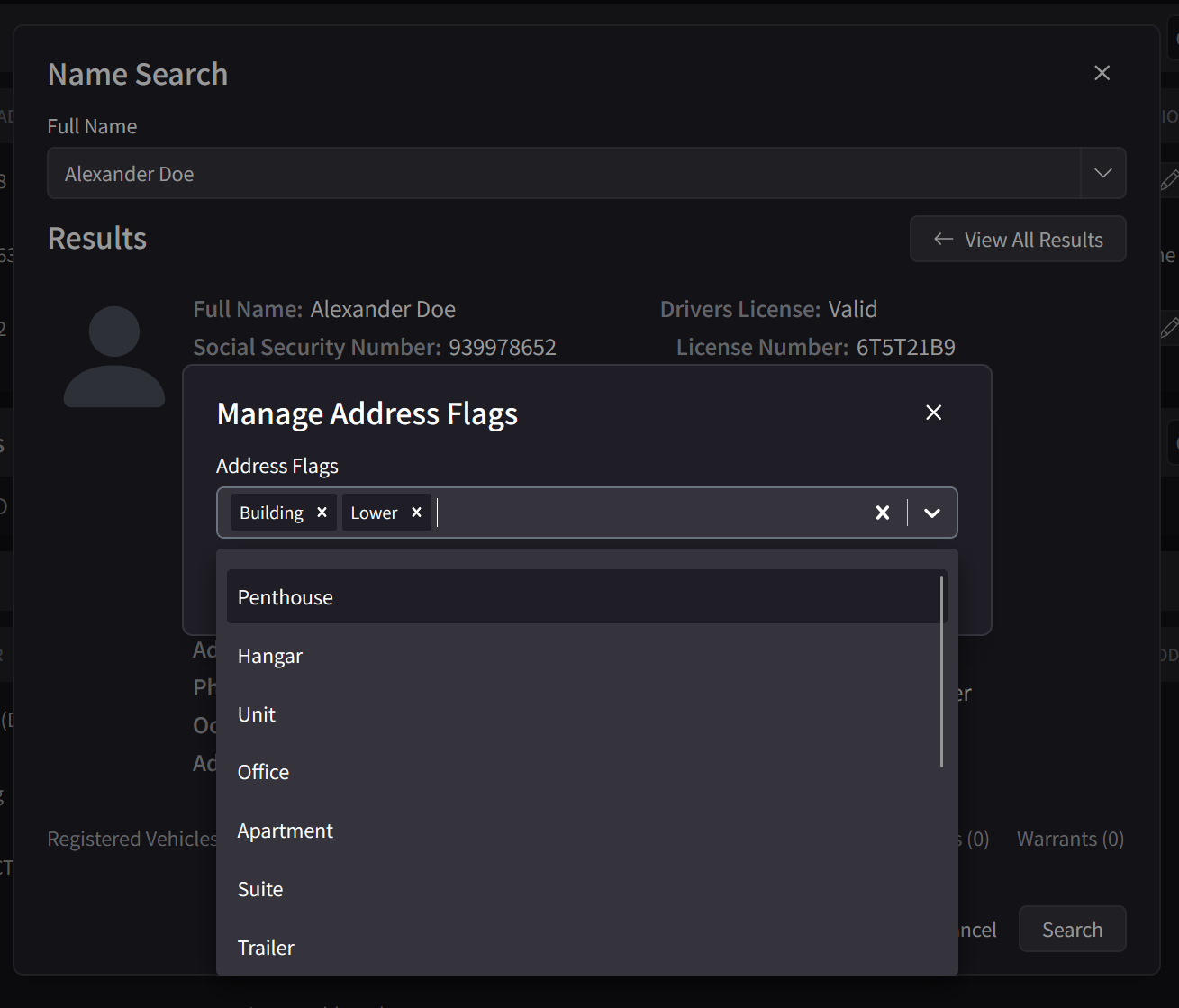 Example for address-flag usage