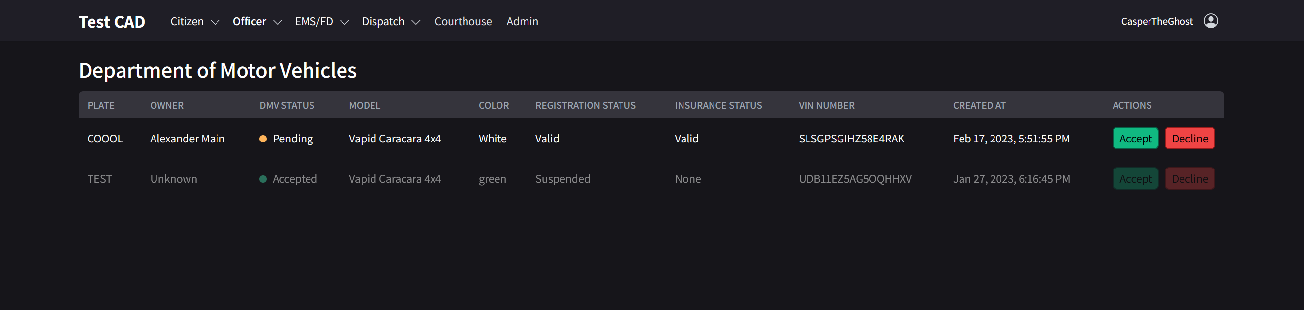 Department of Motor Vehicles