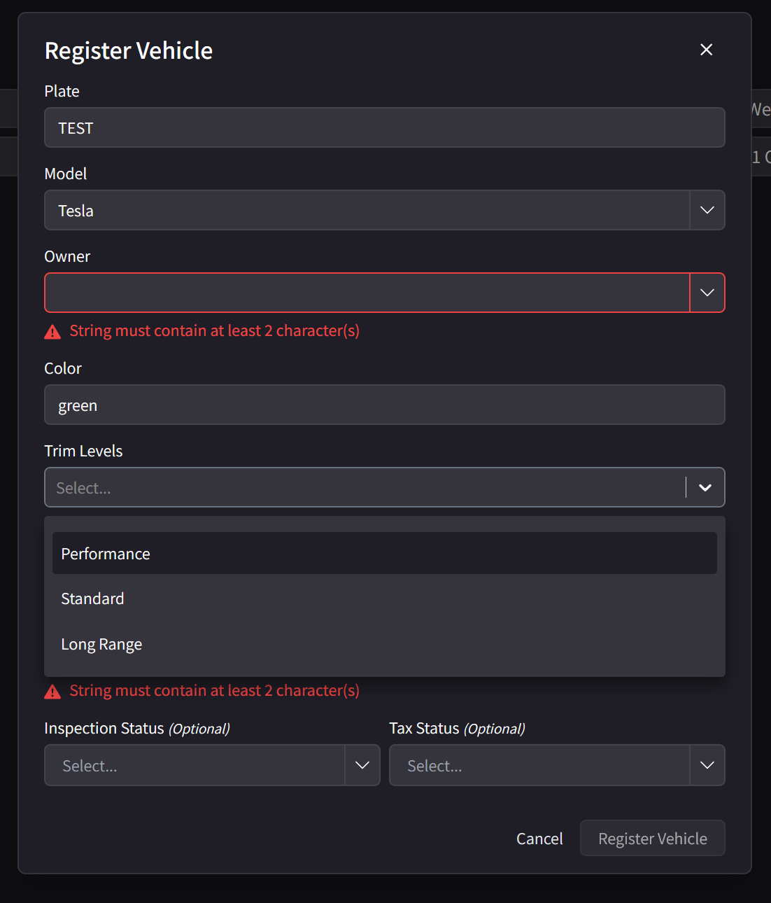 Example for vehicle-trim-levels usage